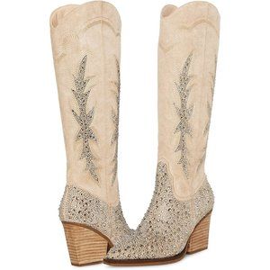 NEW Madden Girl Western Knee Hi Boots Apple Sand Rhinestone Embellish